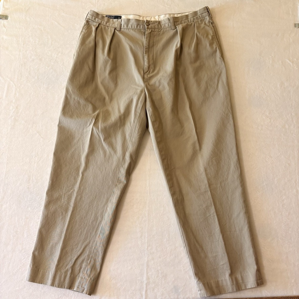 Polo Ralph Lauren Andrew Pants 40x30 Pleated Chino Classic Fit Khaki